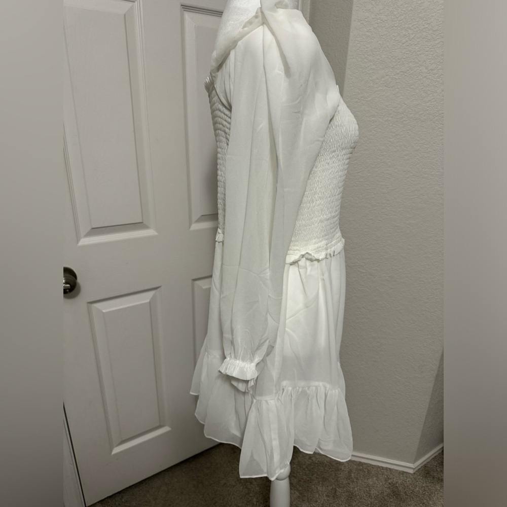 1.State Irory Smock Bodice Ruffle Hem Long Sleeve Mini Dress - Picture 5 of 10